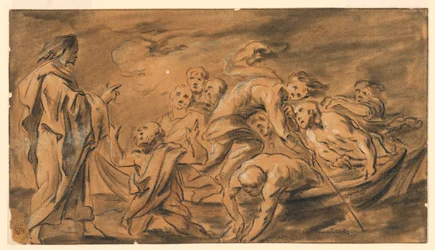 Cristo appare agli apostoli al mare di Galilea (lago di Tiberiade), la pesca miracolosa