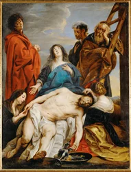 Pietà. Santa Maria che tiene il corpo di Cristo sulle sue
ginocchia, Maria Maddalena toglie le spine dalla fronte di Cristo
Maria Salomè gli porge la mano (dipinto su tela)