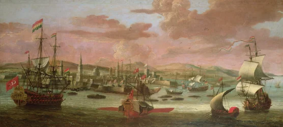Navi da guerra olandesi e galee turche al largo di Costantinopoli