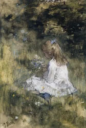 Ragazza con fiori sull