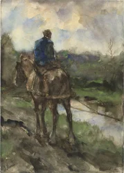 Cacciatore a cavallo sul sentiero di caccia