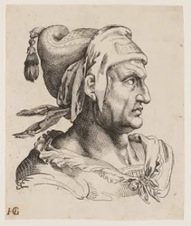 Busto di uomo di profilo
