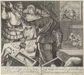 Giocatori di carte che combattono con armi sguainate