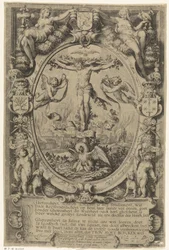 Crocifissione in cornice allegorica