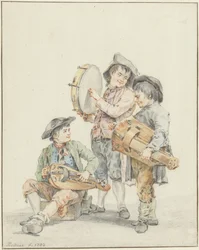 Tre ragazzi con strumenti musicali