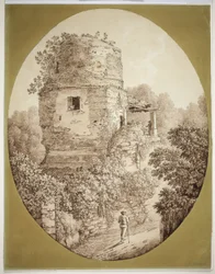 Torre con uomo che cammina