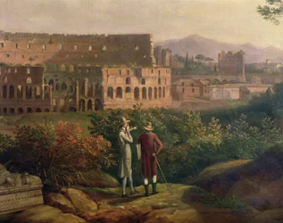 Johann Wolfgang von Goethe (1749-1832) visita il Colosseo a Roma, circa 1790