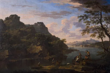 Paesaggio classico con figure, fine XVII secolo