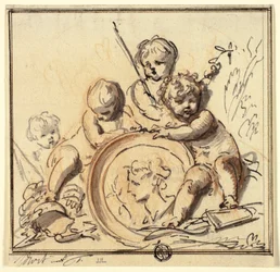 Putti con medaglione
