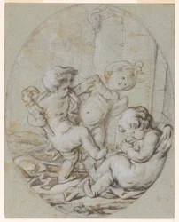 Tre putti: Progetto per un dipinto a grisaglia