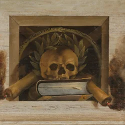 Vanitas Natura Morta con Teschio con Corona d