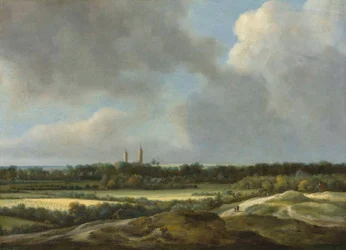 Un vasto paesaggio con campi di grano, oltre Heemstede