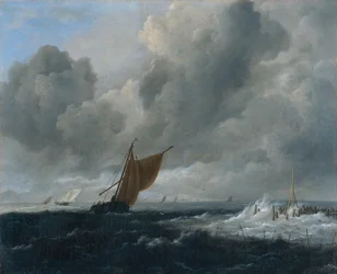 Olandese: Mare in tempesta con navi a vela Mare in tempesta con navi a vela