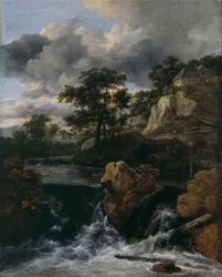 Paesaggio collinare con cascata