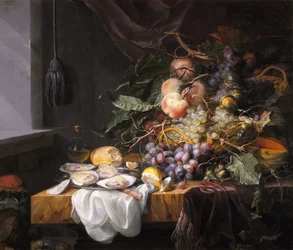 Natura morta con frutta e ostriche