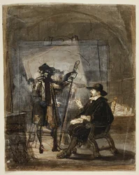 Dr. Nicholas Tulp nello studio di Rembrandt (recto); Scena di vita di Rembrandt () (verso)