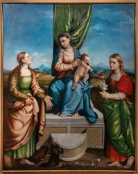 Madonna in trono con Gesù Bambino tra le sante Caterina e Maria Maddalena, terzo decennio del XVI secolo