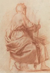 Uomo seduto drappeggiato [verso]