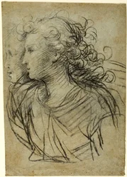 Vista a mezzo busto di una donna di profilo a sinistra (recto); Vista a mezzo busto di una figura di tre quarti di profilo (verso)