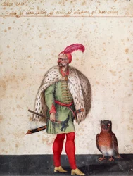 Soldato turco con gufo, disegno di Jacopo Ligozzi (1547-1627)