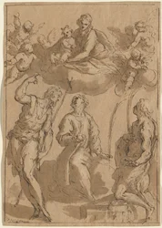 Madonna e bambino in gloria con i santi Giovanni Battista, Stefano e Lorenzo