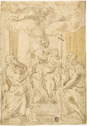 Vergine e Bambino con i santi Tommaso e Giovanni Battista (recto); Venere dormiente (verso)