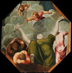 Apollo e Diana puniscono Niobe uccidendo i suoi figli, ca 1541