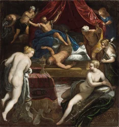 Ercole scaccia il fauno dal letto di Onfale