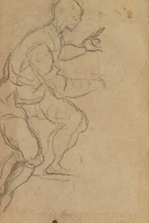 Uomo seduto visto dal basso (verso)