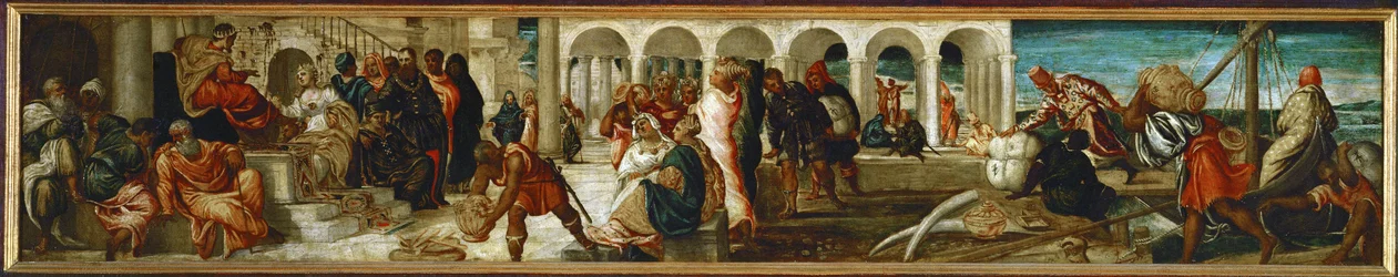 La regina di Saba davanti a Salomone (olio su legno di abete rosso)