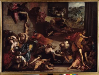 La strage degli innocenti. Dipinto di Jacopo Robusti, detto Tintoretto o Il Tintoretto (1518-1594), XVI secolo. 1,34 x 1,86 m. Rennes, Museo di Belle Arti