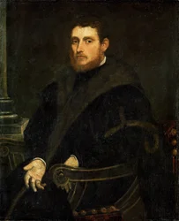 Giovane con barba rossa in poltrona (olio su tela)