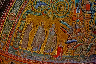 San Francesco, San Paolo, San Pietro, Papa Niccolò IV e angeli alla Coronazione della Vergine, abside, c.1290