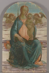Vergine e Bambino con angeli seduti sulle nuvole