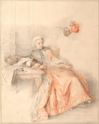 Giovane donna che legge e un paggio