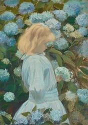 Giovane ragazza con ortensie