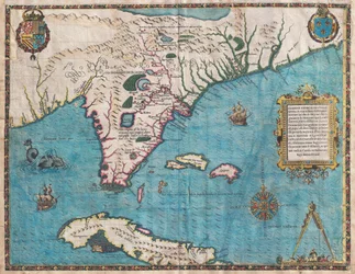 Mappa della Florida e di Cuba di Jacques Le Moyne