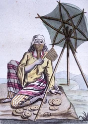 Donna araba del deserto che vende pane, da 