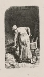 Donna che schiaccia il lino