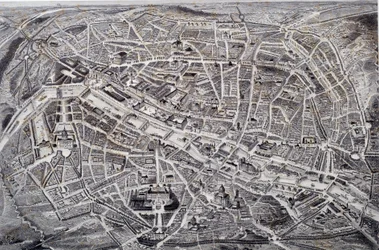 Mappa di Parigi in rilievo e vista a volo d
