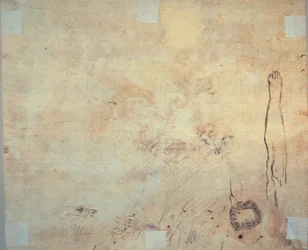 Studio di una gamba, arabesco e scarabocchi