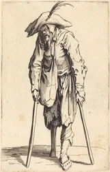 Mendicante con gamba di legno