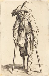 Mendicante con gamba di legno