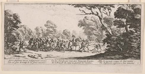 Scoperta dei malfattori, illustrazione da Le grandi miserie della guerra