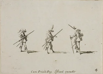 Esercizio con il moschetto, tavola quattro da Gli esercizi militari