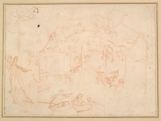 Studi di Figura (recto); Un Set di Scena (verso)