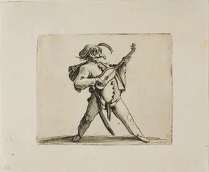 Comico Mascherato che Suona la Chitarra, da Varie Figure Gobbi