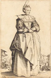 Nobile donna con un piccolo cappello