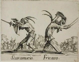 Scaramuccia - Fricasso, plate 11 from Balli di Sfessania