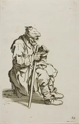 Mendicante seduto che mangia, tavola 24 da I mendicanti